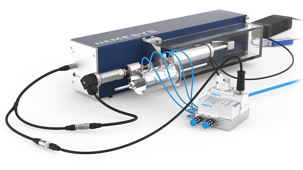 Nemesys Ultra-High pressure syringe pumps with valve and pressure sensor